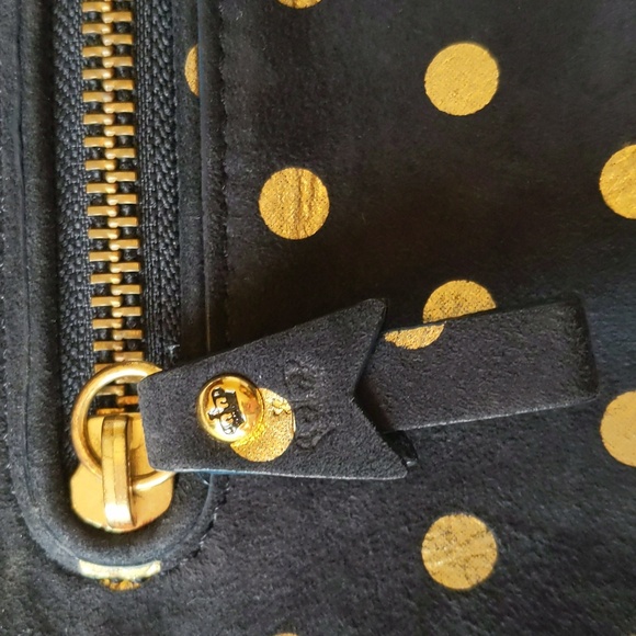 Vintage Boxed Juicy Couture Wristlet, Navy Blue with Gold Polka Dots - Picture 7 of 11